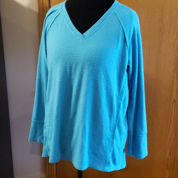 Wildfox soft turquoise v-neck pullover long sleeve - Picture 2 of 7